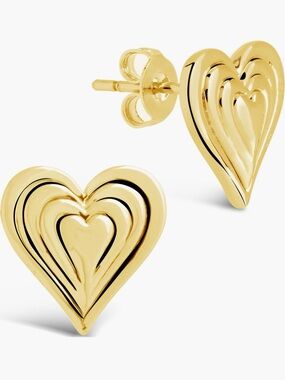 STERLING FOREVER Beating Heart Stud Earrings in GOLD